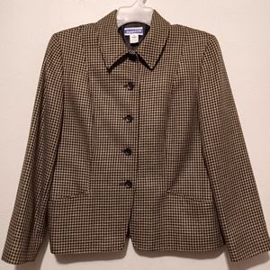Vintage Pendleton Wool Houndstooths‎ Jacket Blazer Tan/Black Sz14